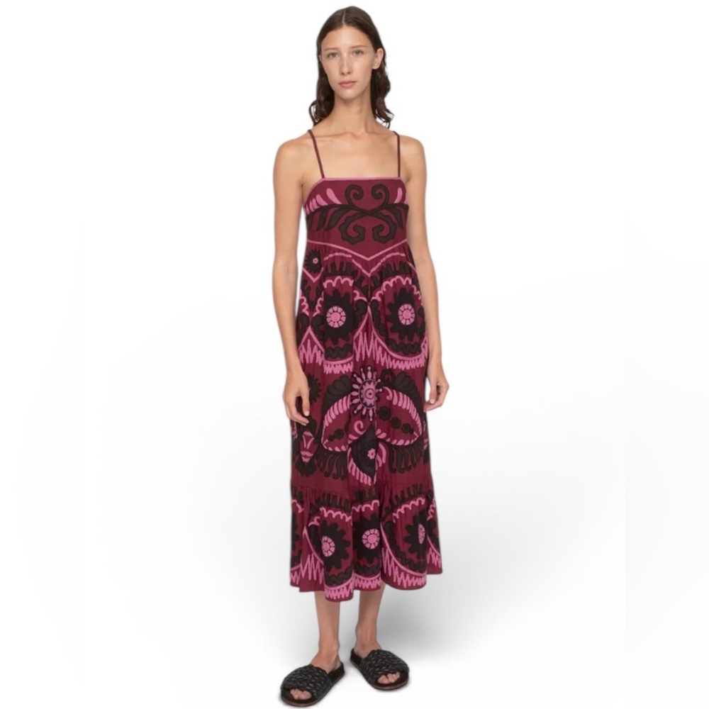 Sea New York Magenta and Black Patterned Maxi Dress Small